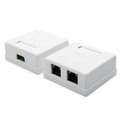 Розетка накладная Atcom AT15252 2 порта UTP, RJ45 кат. 6 белая