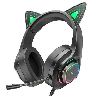 Наушники проводные накладные игровые Hoco W107 Cute Cat Gaming с ушками Elf cat эльфийская кошка