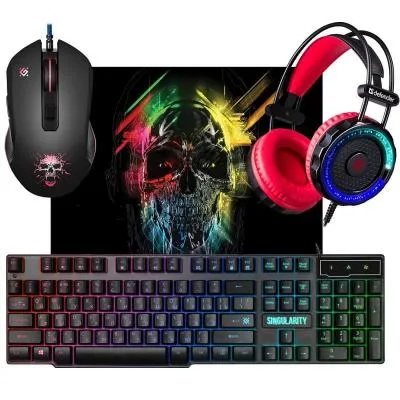 Набор проводной игровой DEFENDER Singularity MKP-118 клавиатура+мышь+гарнитура+коврик 