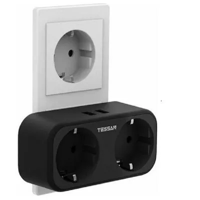 Сетевой фильтр TESSAN TS-321-DE 2 гнезда + 2 USB черный