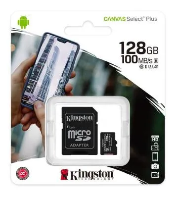 Карта памяти Kingston Micro SDXC Class 10 UHC-I Canvas Select Plus 100MB/s 128Gb