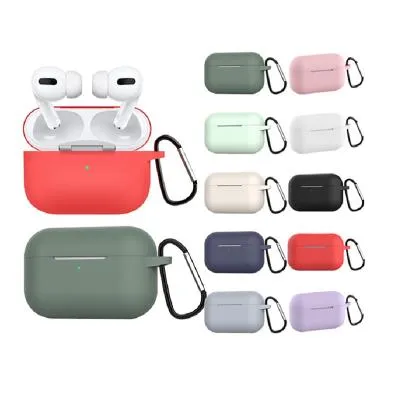 Чехол для наушников  3 с карабином силикон розовый