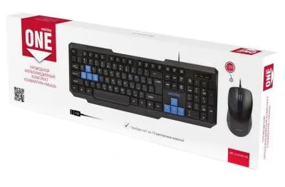 Набор проводной ONE SBC-230346-KB черно-синий клавиатура+мышь