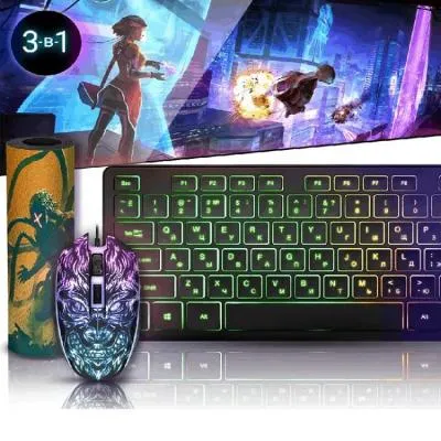 Набор проводной игровой DEFENDER Tark C-779 Light клавиатура+мышь+коврик 