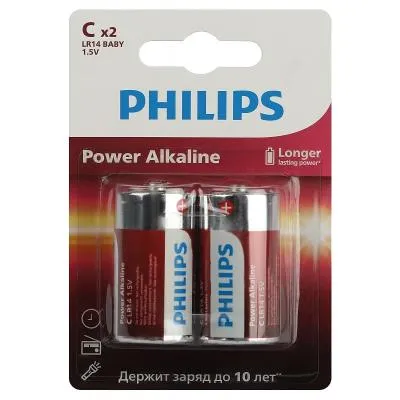 Батарейка Philips алкалиновая LR14-2BL 1.5v