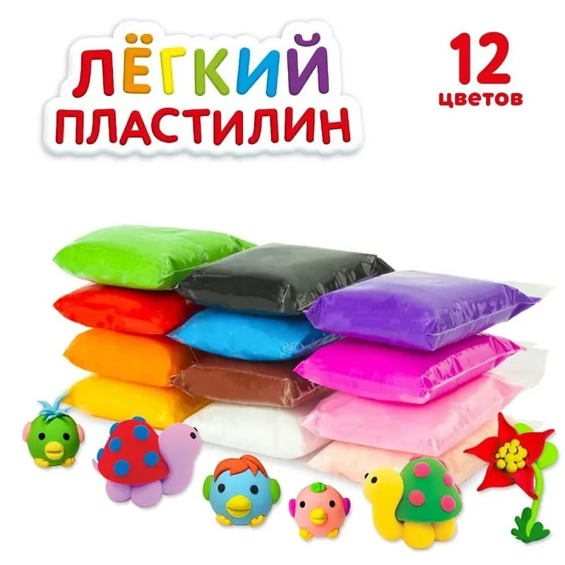 Легкий воздушный пластилин 12шт
