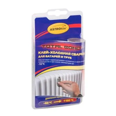 Клей-холодная сварка для батарей и труб Ас-9307, в блистере 55г/12														