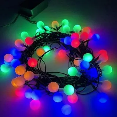 Гирлянда светодиодная Шарики d-15мм 5 м провод черный LED-50 220V мультиколор 8 режимо Эра ENIN-15BM