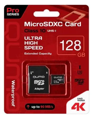 Карта памяти QUMO MicroSDXC Class 10 90/70Mb/s UHS-I U3 Pro seria 3.0 128Gb