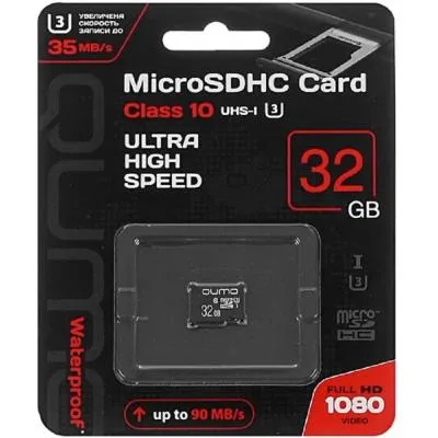 Карта памяти QUMO MicroSDHC Class 10 UHS-I U3 3.0 90MB/s 32Gb