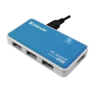 Разветвитель адаптер переходник USB HUB Хаб DEFENDER Quadro Power 4 порта USB 2.0, блок питания 2А
