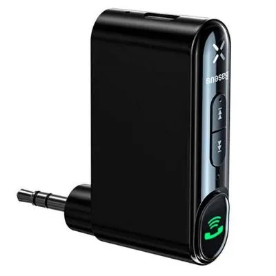 Блютуз aux FM трансмиттер bluetooth адаптер ресивер Baseus Qiyin AUX Car Receiver BSBA-02 черный WXQY-01/WXQY010001