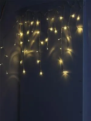 Гирлянда светодиодная бахрома 1,8х0,5 м провод прозрачый LED-45 220V теплый свет 8 режи Эра ENIB-01B