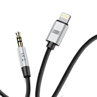 Кабель Aux Jack 3.5 - Lightning 8 pin Ealdom ET-AUX05 2в1 1,2м черный (Lightning+2AUX)