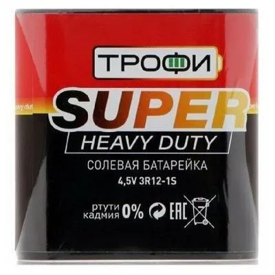 Батарейка Трофи цинковая солевая 3R12-1S Super Heavy Duty Zinc