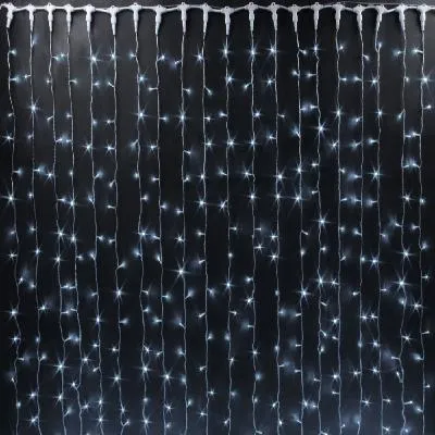 Гирлянда светодиодная штора 3x2 м провод прозрачный LED-320 220V 8 режимов холодный белый