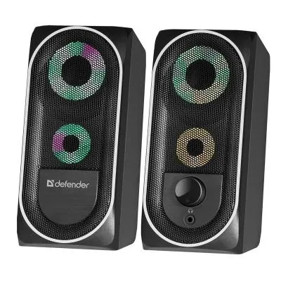 Акустическая система 2,0 DEFENDER Solar 2, 8 Вт, питание от USB, черная с подсветкой