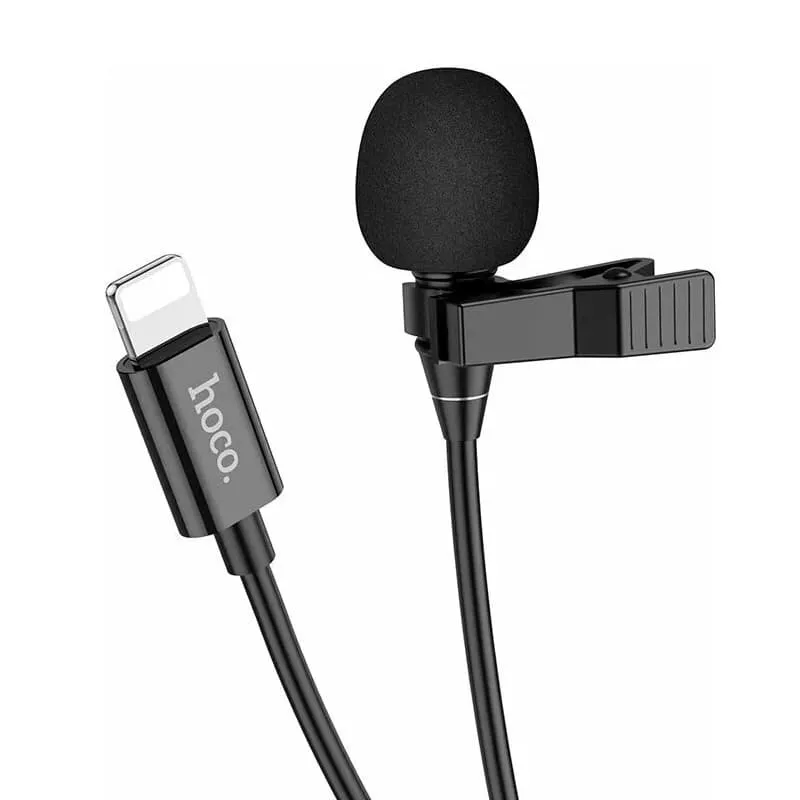 Микрофон петличный Lightning HOCO L14 2м черный