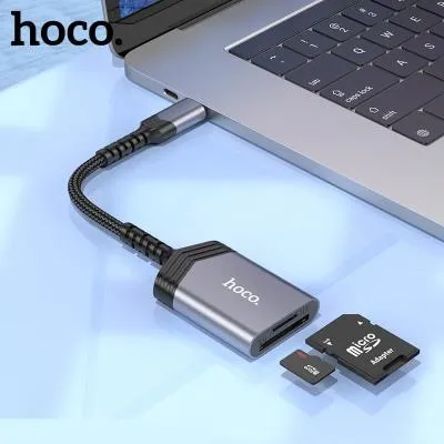 Картридер Hoco UA25 для Type-C на SD/TF серый металл