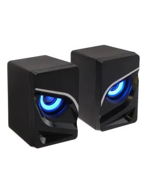 Акустическая система 2,0 Qumo Rage AS005,10ВТ, синяя подсветка (отключаемая) USB+3.5 jack, объемное звучание