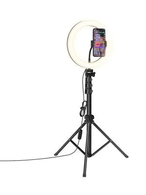 Кольцевая светодиодная лампа с выдвижным штативом D2/RK56 30см черная 