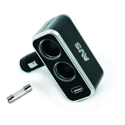 Разветвитель прикуривателя 12/24 (2 выхода+USB) CS211U AVS со светодиодным индикатором