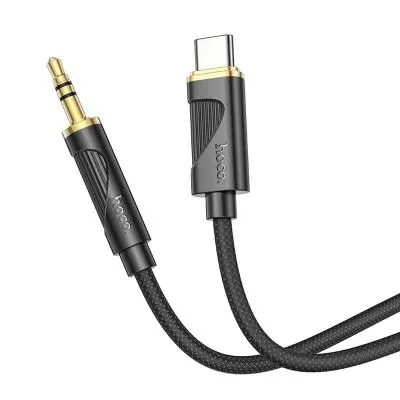 Кабель Aux Jack 3.5 - Type-C USB-C HOCO UPA30 1м плетеный черный