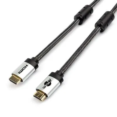 Кабель HDMI - HDMI 15м Atcom AT5263 HIGH speed ver 2.0 4K серебристый/черный