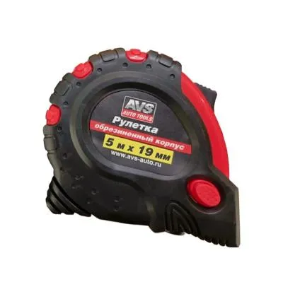 Рулетка 5м х 19мм обрезиненный корпус (3фиксатора, зацеп с магнитом) AVS MT5019RM