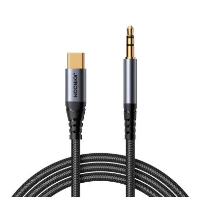 Кабель Aux Jack 3.5 - Type-C USB-C Joyroom SY-A07 1,2м плетеный черный