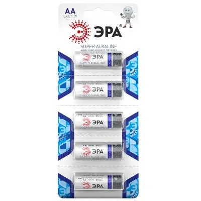 Батарейка ЭРА алкалиновая LR6-5BL stip Super Alkaline
