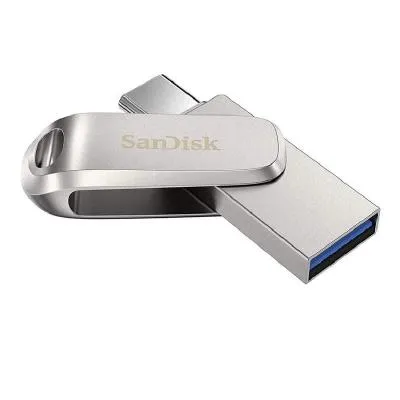 Флеш-накопитель Sandisk Ultra Dual Drive Luxe OTG USB 3.1 Type-C USB 3.1 серебро металл 64Gb