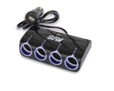 Разветвитель прикуривателя 12/24 (4 выхода+2 USB 2А+1А с проводом) CS410U AVS