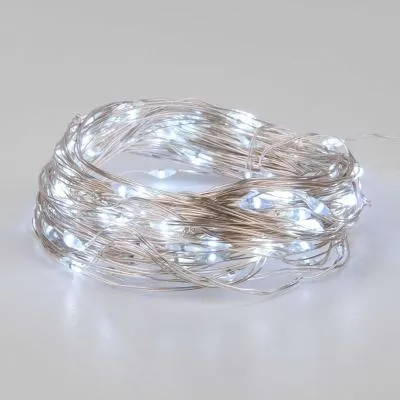 Гирлянда нить роса 50 м LED-500 220V 8 режимов холодный белый