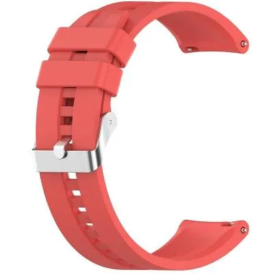 Универсальный ремешок для часов 20мм Red Line силиконовый рельефный застежка пряжка красный