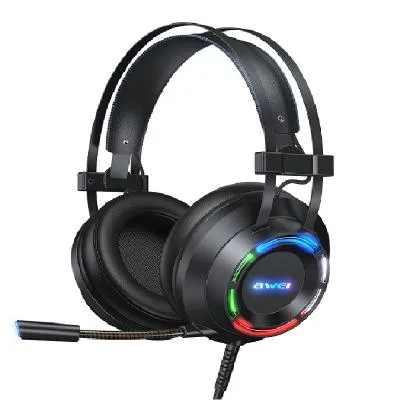 Наушники проводные накладные игровые Awei GM-2 с микрофоном 2.1м черные с подсветкой