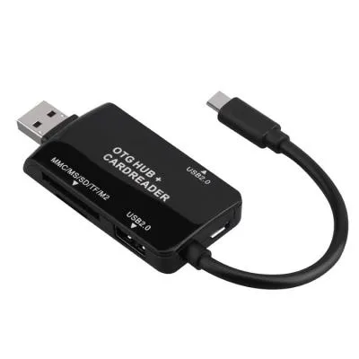 Картридер OT-9518 для Type-C USB на Micro USB/SD/TF/USB черный 