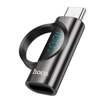 Адаптер переходник с дисплеем с Type-C USB на Type-C USB HOCO UA32 100W черный
