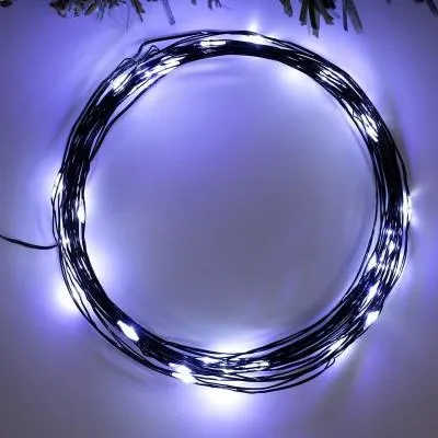 Гирлянда нить роса 5 м LED-50 черная нить свечение белое 2 режима AAх3 (5198323)