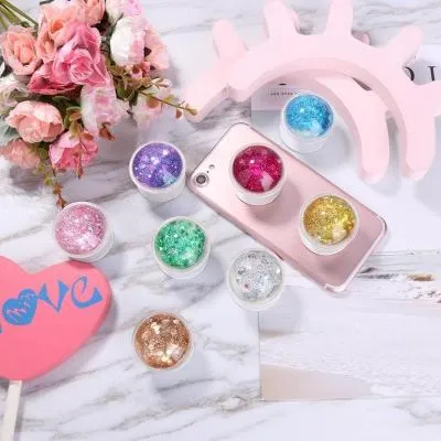 POPSOCKET попсокет для телефона блестки голубой