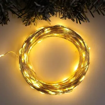 Гирлянда нить роса 20 м LED-200 220V 8 режимов теплый белый