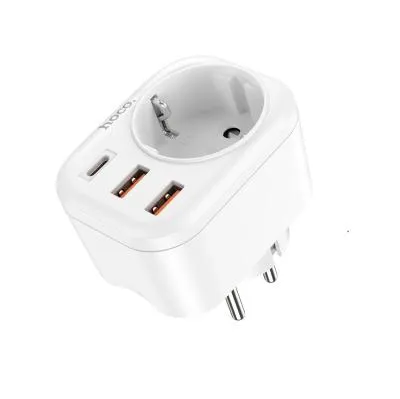 Сетевой фильтр HOCO NS3 1 гнездо + PD 20W + 2USB QC3.0 18W белый