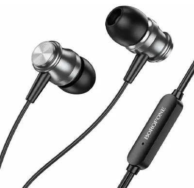 Наушники проводные Borofone BM75 Jack 3.5mm, 1.2 м с микрофоном серый металл