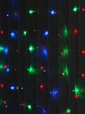 Гирлянда светодиодная штора 1,8х1,5 м провод прозрачный LED-156 220V мультиколор 8 режи Эра ENIZ-01M