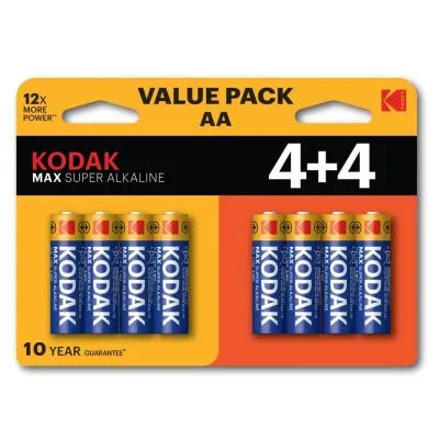 Батарейка Kodak алкалиновая LR6 4+4BL Max Super Alkaline
