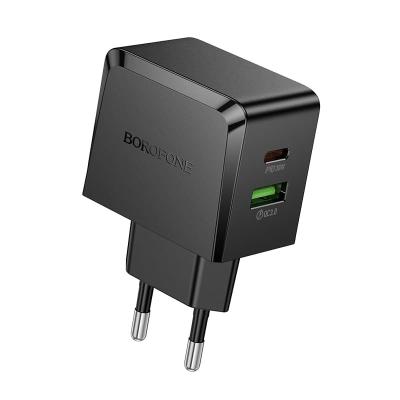 Сетевое зарядное устройство Адаптер Блок питания Borofone BAS61A PD 30W+QC3.0 18W / Type-C+USB-A черный