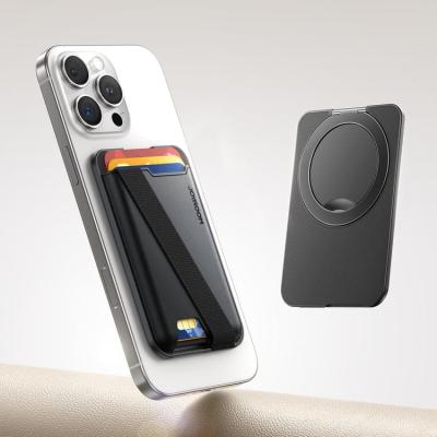 Карман на телефон чехол для карт картхолдер Joyroom JR-ZS432 магнитный с подставкой кожа черный