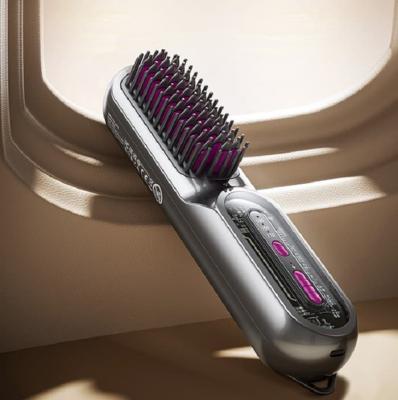 Расческа выпрямитель электрическая беспроводная для укладки волос Hoco HP45 с дисплеем серая