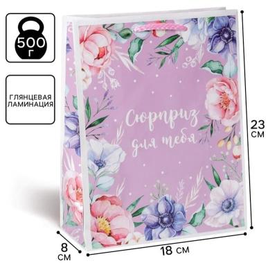 Пакет подарочный ламинированный Сюрприз для тебя MS 18х23х8 см SimaLand 6582673
