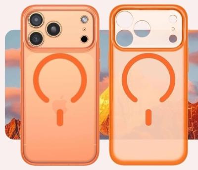 Чехол накладка для iphone 17 Pro (6.3) Kwi-Ni пластик с магнитом для magsafe оранжевая